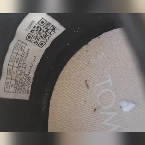 Black Real LeatherToms Alpargata Flats 9 Nearly New - Picture 5 of 6